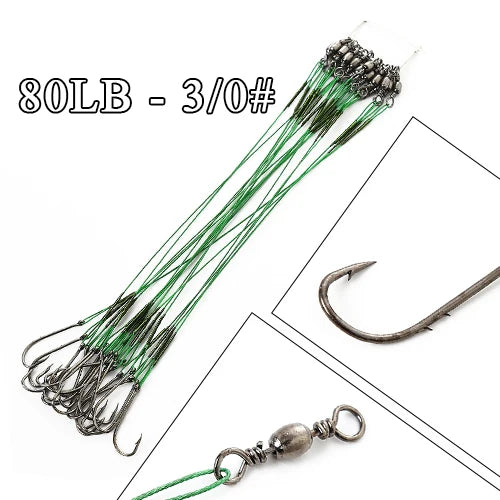 Bajos de Acero Antimordida con Anzuelo – 12–25 cm (20 uds.)