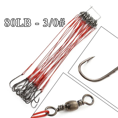 Bajos de Acero Antimordida con Anzuelo – 12–25 cm (20 uds.)