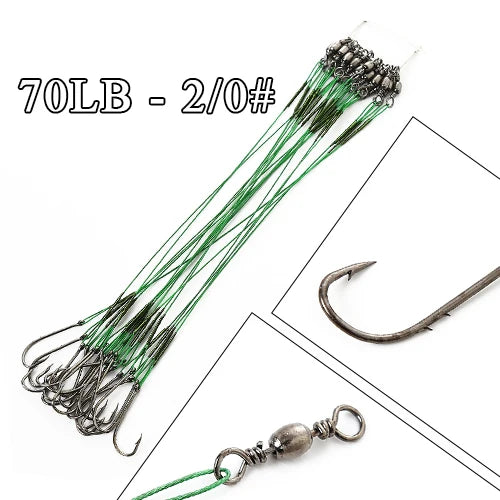 Bajos de Acero Antimordida con Anzuelo – 12–25 cm (20 uds.)
