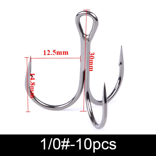 Anzuelos Triples de Acero al Carbono 3/0#–14# – Pack 10/20 uds.