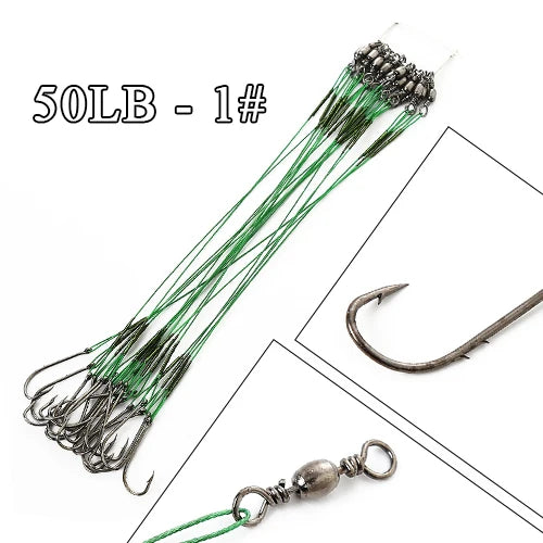Bajos de Acero Antimordida con Anzuelo – 12–25 cm (20 uds.)