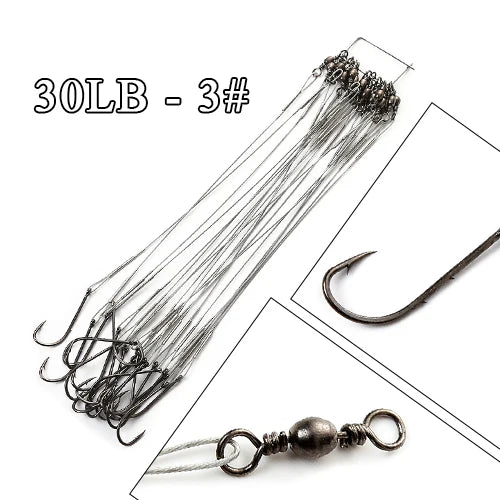 Bajos de Acero Antimordida con Anzuelo – 12–25 cm (20 uds.)