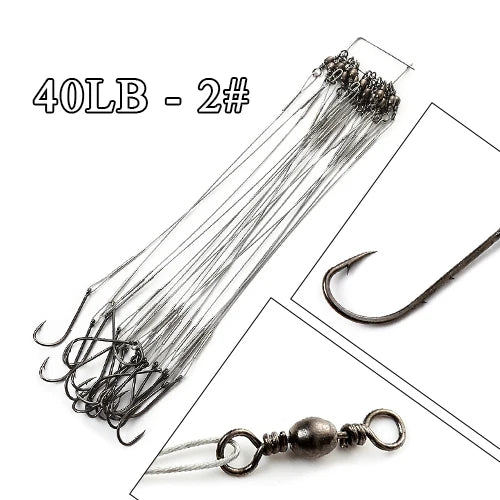 Bajos de Acero Antimordida con Anzuelo – 12–25 cm (20 uds.)