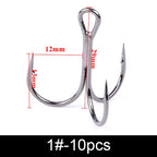 Anzuelos Triples de Acero al Carbono 3/0#–14# – Pack 10/20 uds.