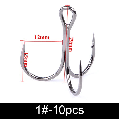 Anzuelos Triples de Acero al Carbono 3/0#–14# – Pack 10/20 uds.