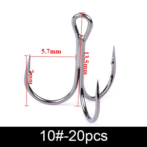 Anzuelos Triples de Acero al Carbono 3/0#–14# – Pack 10/20 uds.
