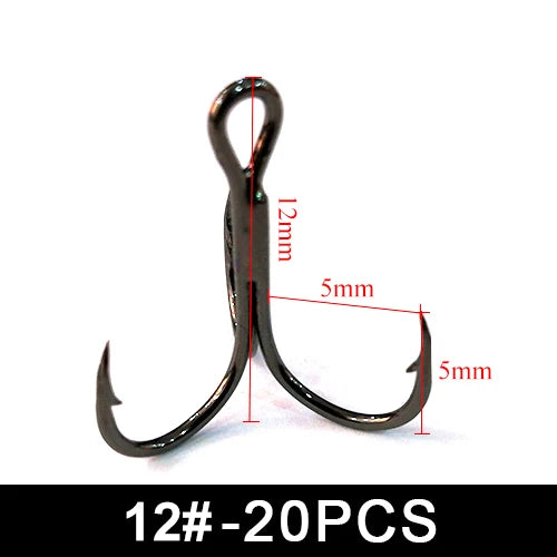 Anzuelos Triples de Acero al Carbono 2#–10# 15-20uds