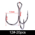 Anzuelos Triples de Acero al Carbono 3/0#–14# – Pack 10/20 uds.