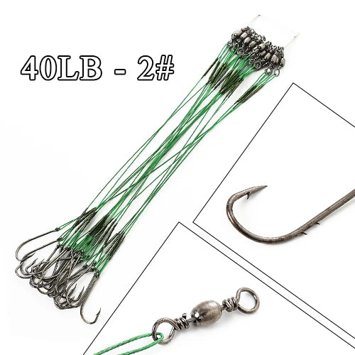 Bajos de Acero Antimordida con Anzuelo – 12–25 cm (20 uds.)