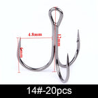 Anzuelos Triples de Acero al Carbono 3/0#–14# – Pack 10/20 uds.