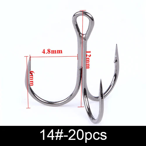 Anzuelos Triples de Acero al Carbono 3/0#–14# – Pack 10/20 uds.