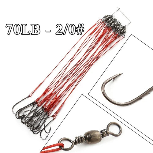 Bajos de Acero Antimordida con Anzuelo – 12–25 cm (20 uds.)