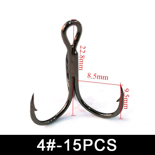 Anzuelos Triples de Acero al Carbono 2#–10# 15-20uds