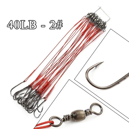 Bajos de Acero Antimordida con Anzuelo – 12–25 cm (20 uds.)