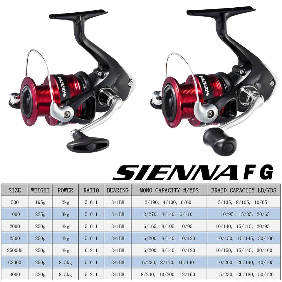 SHIMANO Sienna FG – Carrete Spinning 1000–4000