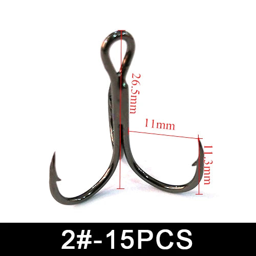 Anzuelos Triples de Acero al Carbono 2#–10# 15-20uds