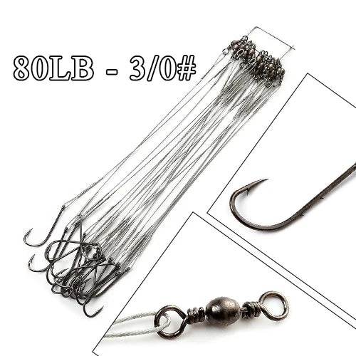 Bajos de Acero Antimordida con Anzuelo – 12–25 cm (20 uds.)