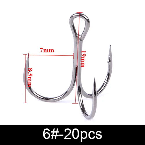 Anzuelos Triples de Acero al Carbono 3/0#–14# – Pack 10/20 uds.