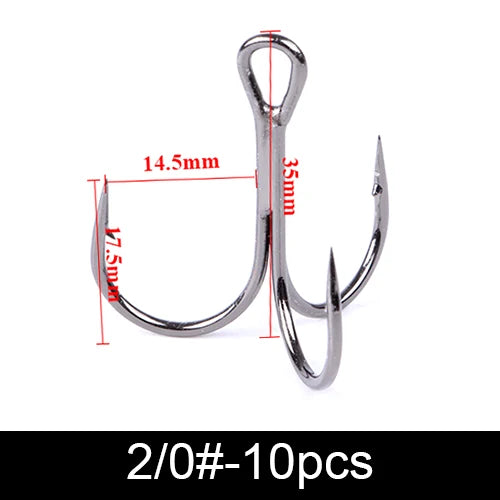 Anzuelos Triples de Acero al Carbono 3/0#–14# – Pack 10/20 uds.