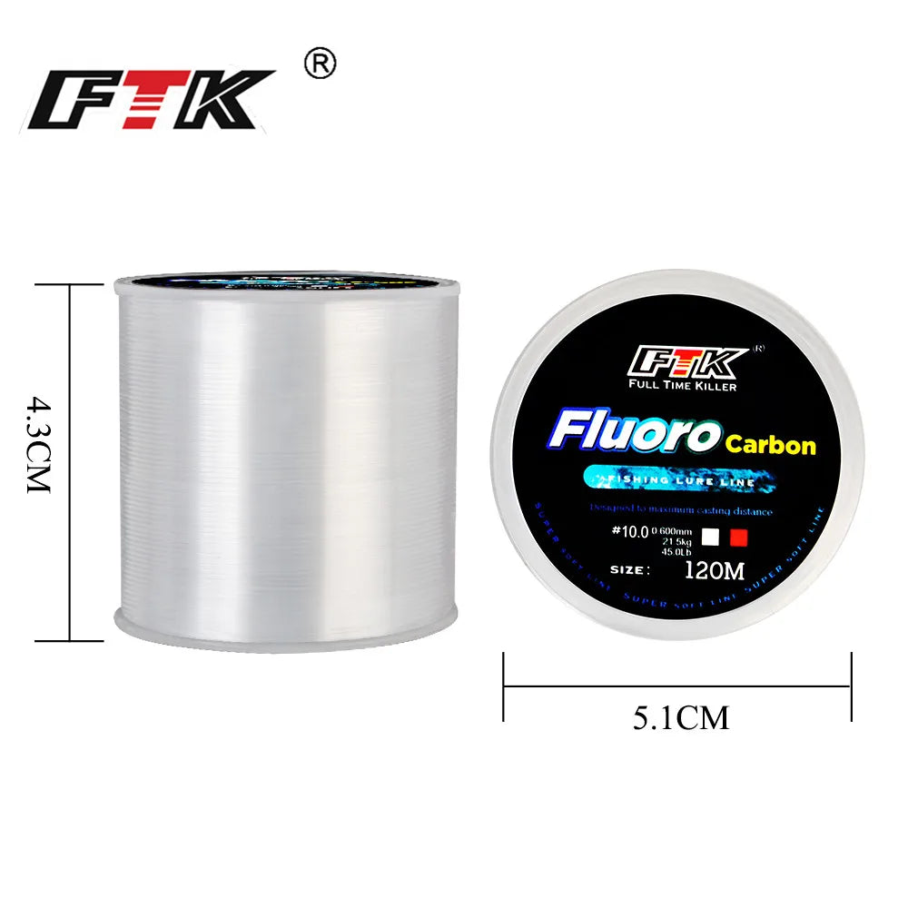 Línea de Pesca Recubierta de Fluorocarbono – 120 m / 0,20–0,60 mm