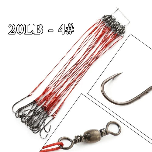 Bajos de Acero Antimordida con Anzuelo – 12–25 cm (20 uds.)