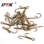Anzuelos Dobles Dorados con Púas 1#–8# – Pack 20 uds.