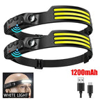 Linterna Frontal LED COB Recargable – 1200 mAh