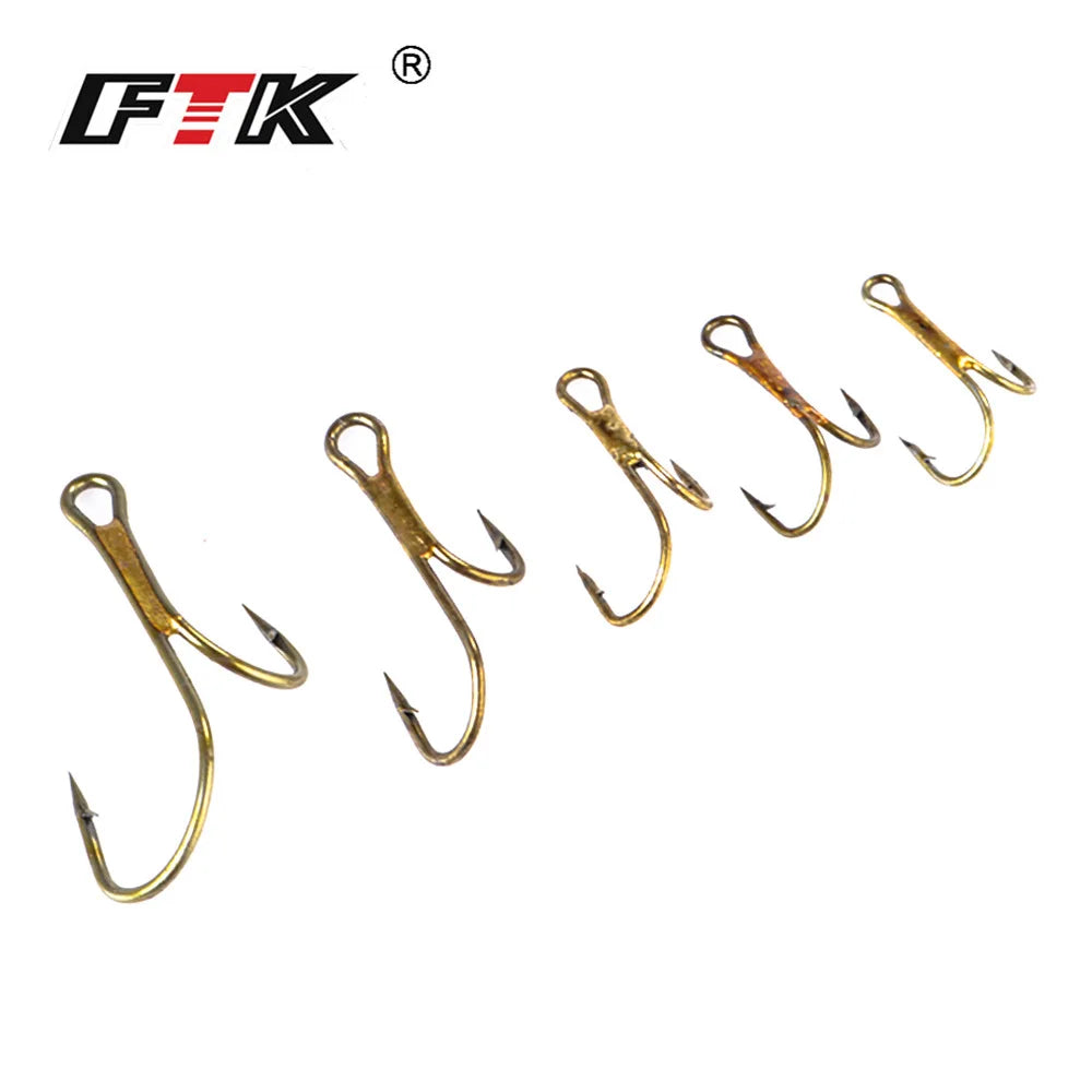 Anzuelos Dobles Dorados con Púas 1#–8# – Pack 20 uds.