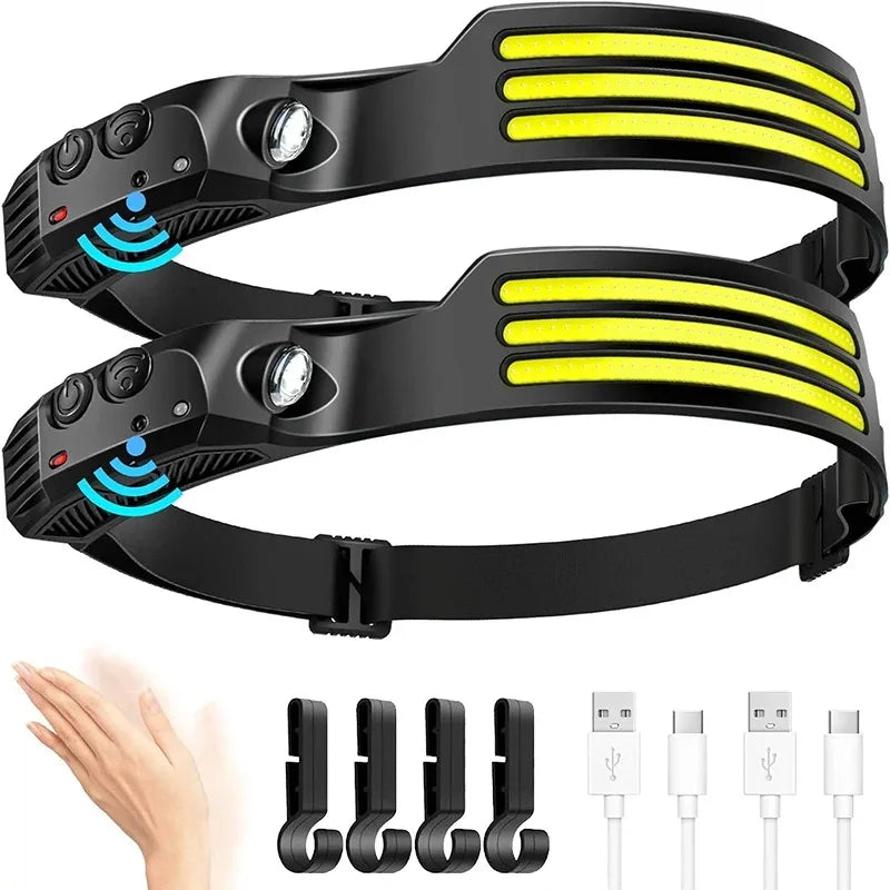 Linterna Frontal LED COB Recargable – 1200 mAh