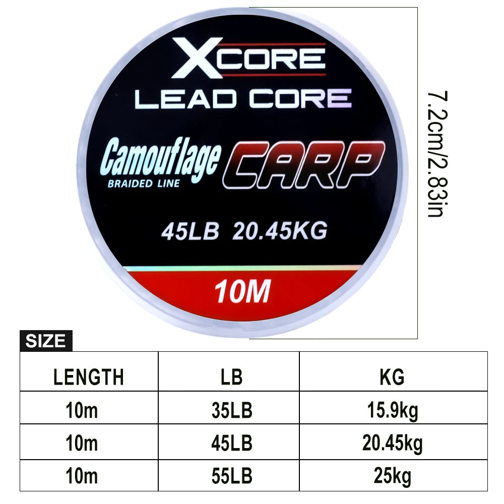 Línea Leadcore Camuflaje para Carpfishing – 10 m / 45–55 lb