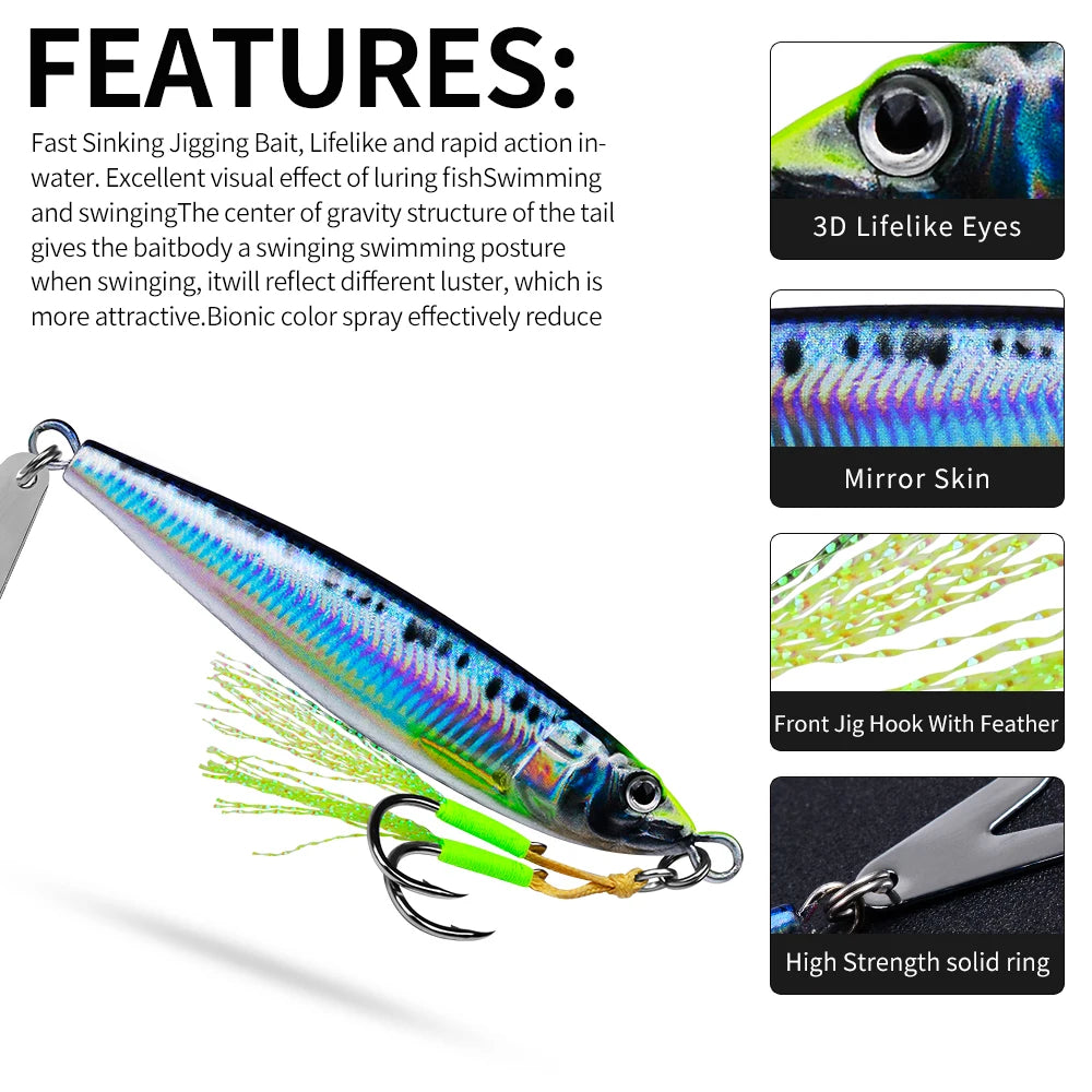 Jig Metálico Slow Sinking con Spinner