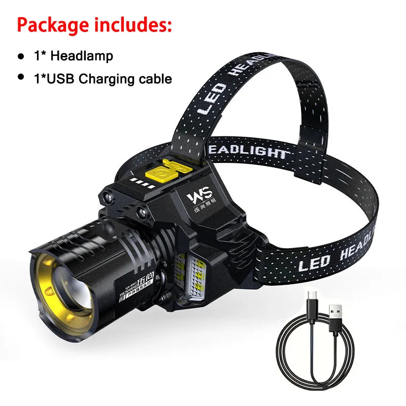Linterna Frontal LED COB con Sensor de Movimiento