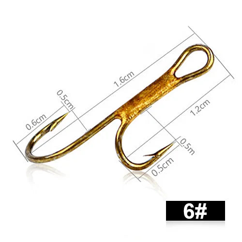 Anzuelos Dobles Dorados con Púas 1#–8# – Pack 20 uds.