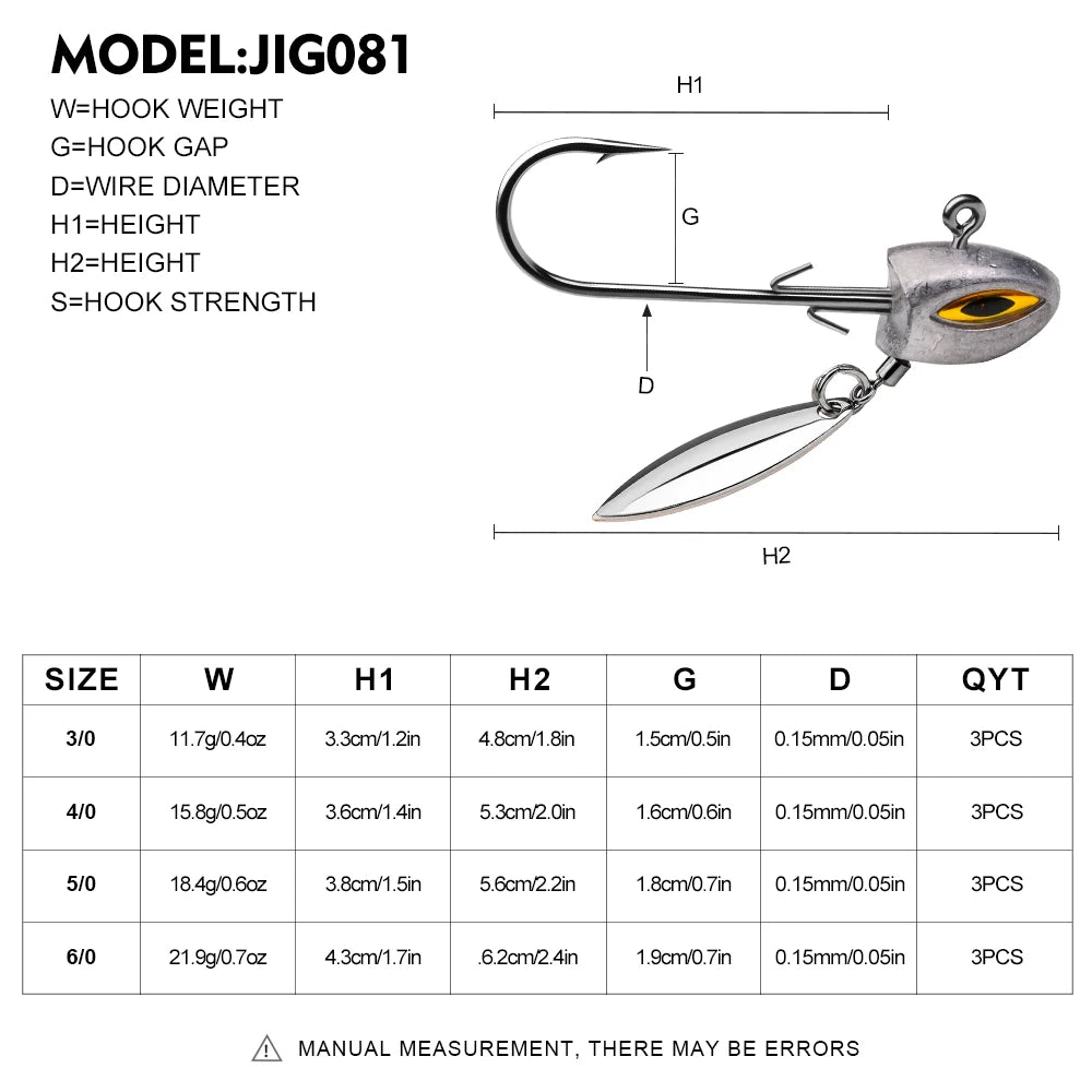 Jig Head con Spinner – Pack 3 uds.