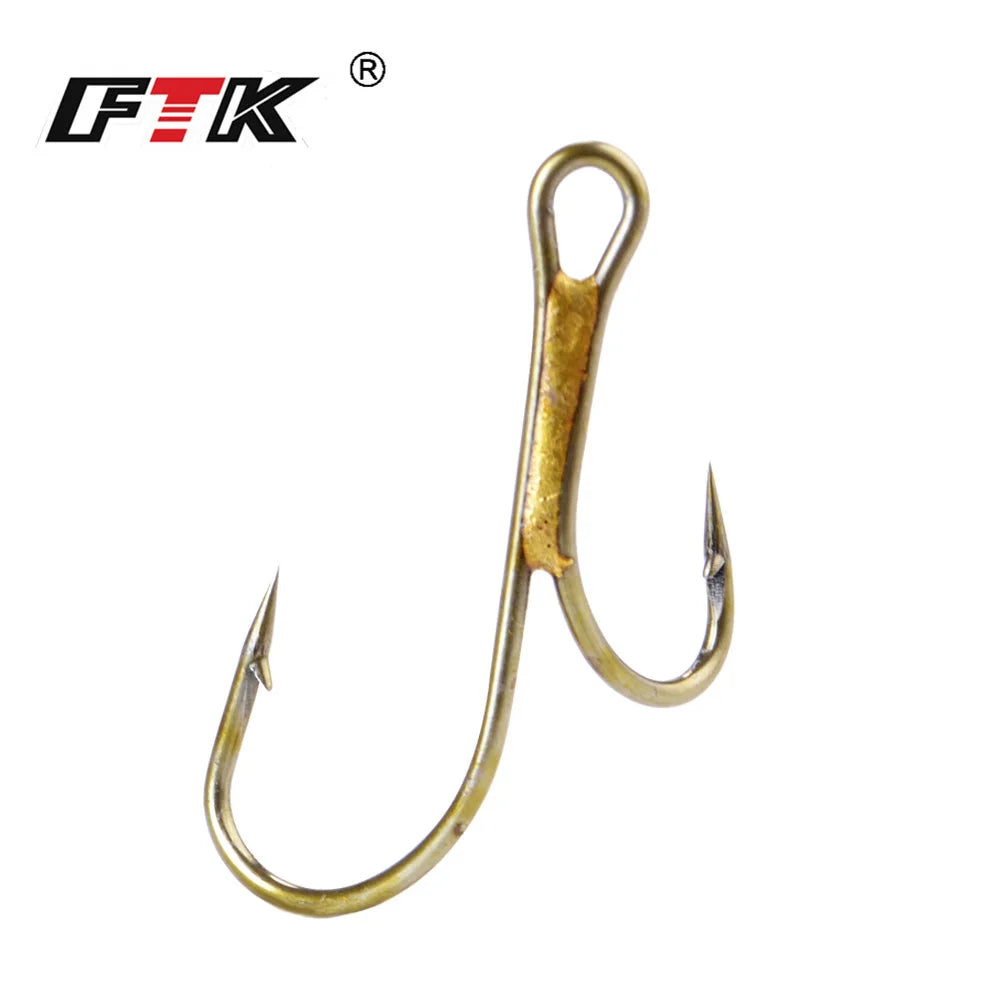 Anzuelos Dobles Dorados con Púas 1#–8# – Pack 20 uds.