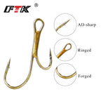 Anzuelos Dobles Dorados con Púas 1#–8# – Pack 20 uds.