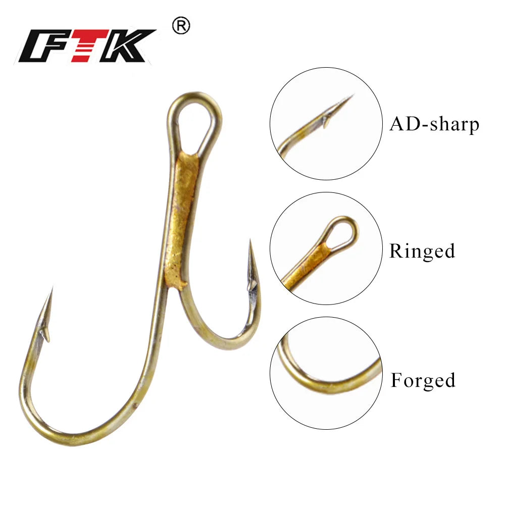 Anzuelos Dobles Dorados con Púas 1#–8# – Pack 20 uds.