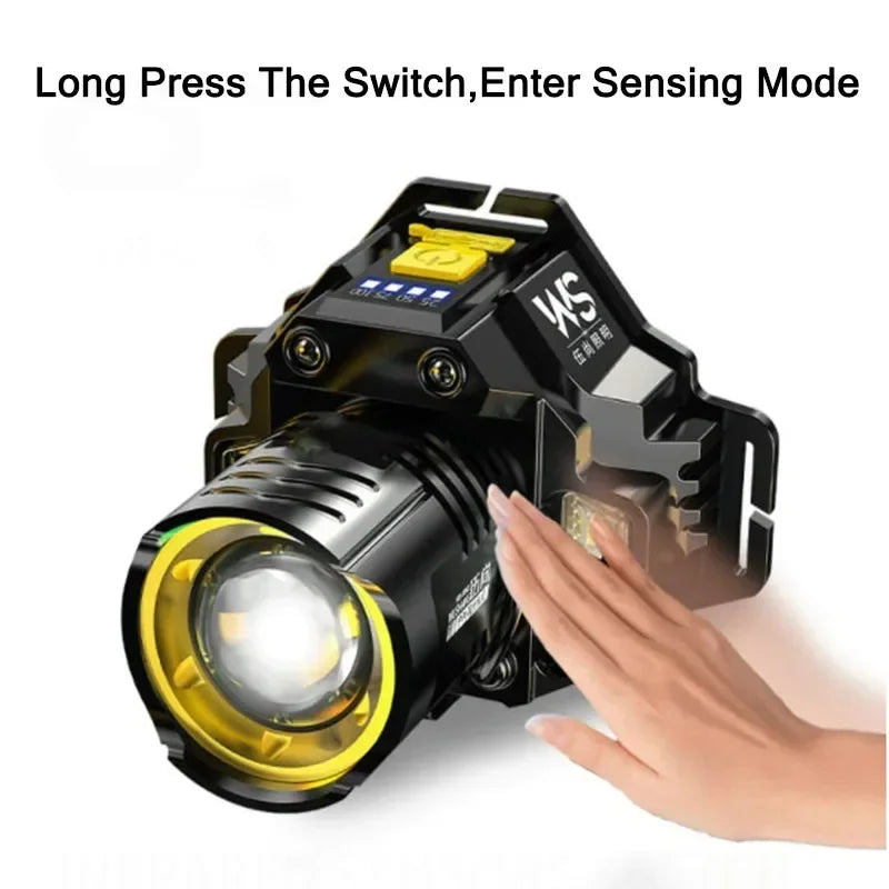 Linterna Frontal LED COB con Sensor de Movimiento