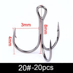 Anzuelos Triples de Acero al Carbono 3/0#–14# – Pack 10/20 uds.