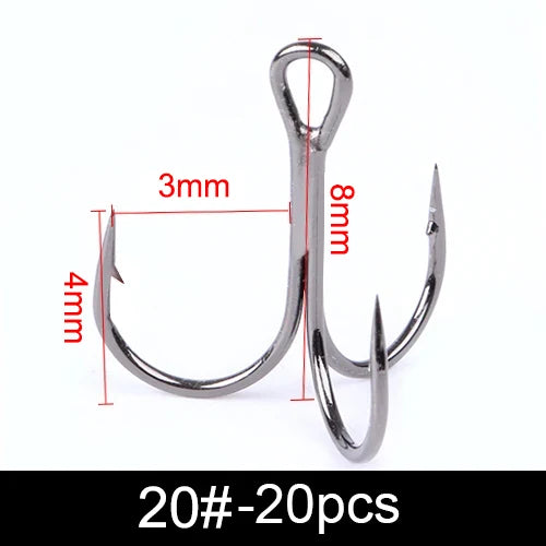 Anzuelos Triples de Acero al Carbono 3/0#–14# – Pack 10/20 uds.