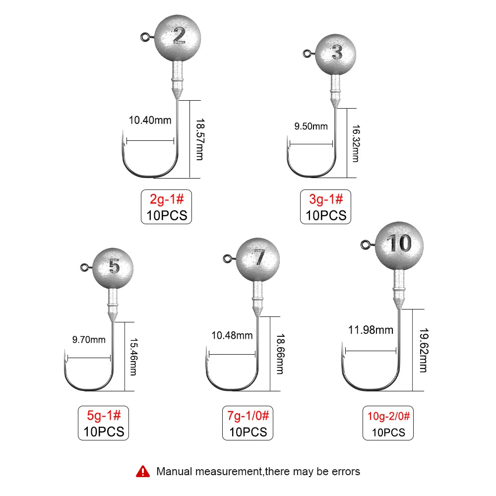 Cabezas Plomadas Jig Head – 1,75–120 g (10 uds.)