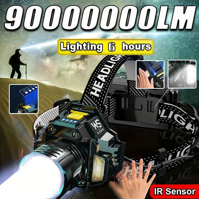 Linterna Frontal LED COB con Sensor de Movimiento