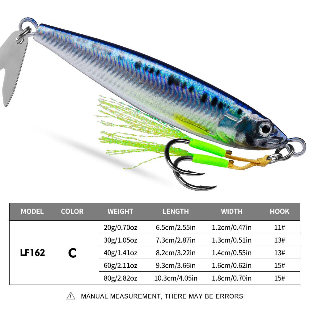 Jig Metálico Slow Sinking con Spinner