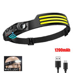 Linterna Frontal LED COB Recargable – 1200 mAh
