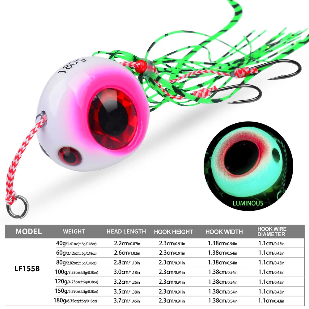 Jig Metálico Luminoso – 40–180 g