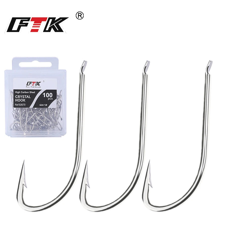 Anzuelos de Caña Larga 1#–10# – Pack 100 uds.